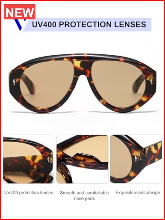 Trendy Oversized Retro Vintage Aviator Sunglasses UV400 Protection